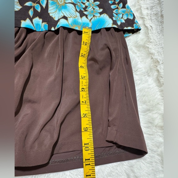 Maxine of Hollywood Bathing Suit Sz 14 Swim Dress Padded Blue Floral One Piece - Picture 13 of 17